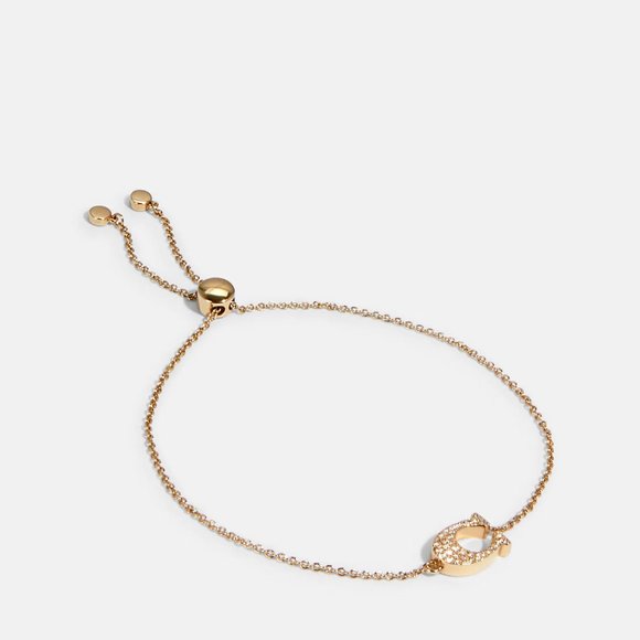 New- Coach Pave Signature Slider Bracelet - Gold - Picture 1 of 1